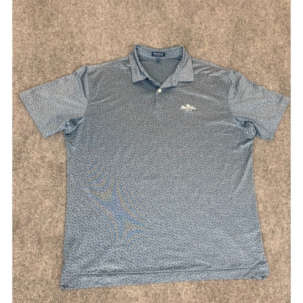 Peter Millar Crown Crafted Floral Polo Shirt Gray‎ Men's Size XL Palma Ceia Logo